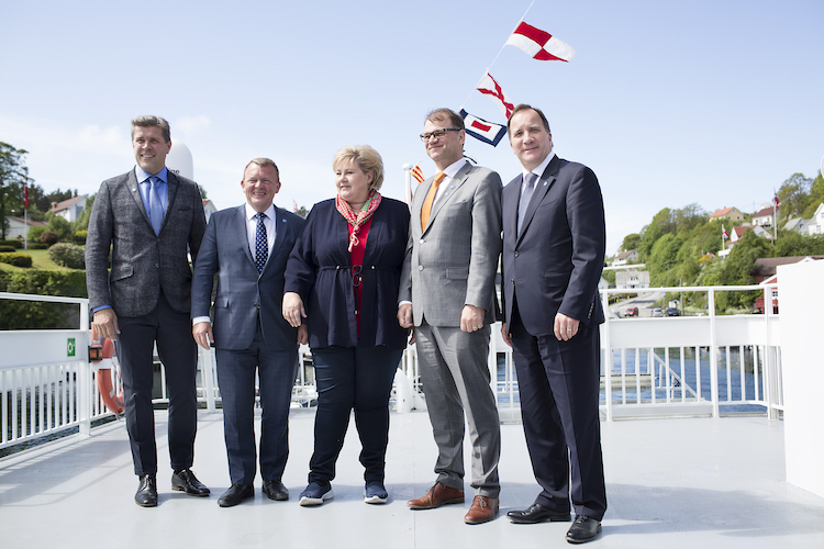 Leaders of the five largest Nordic countries announce support for sustainable development goals (SDGs). Credit: Nordic Cooperatio
