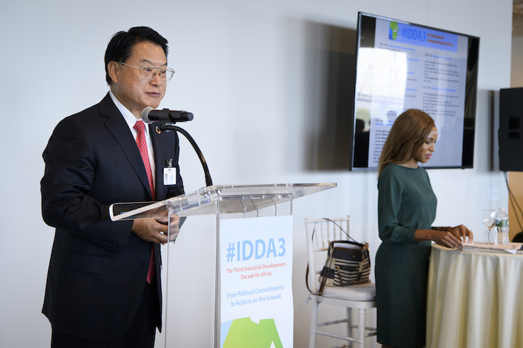  UNIDO DG LI Yong addresses a special event, “Third Industrial Development Decade for Africa (2016-2025): From political commitment to actions on the ground". 21 September 2017. Credit: UN Photo/Manuel Elias