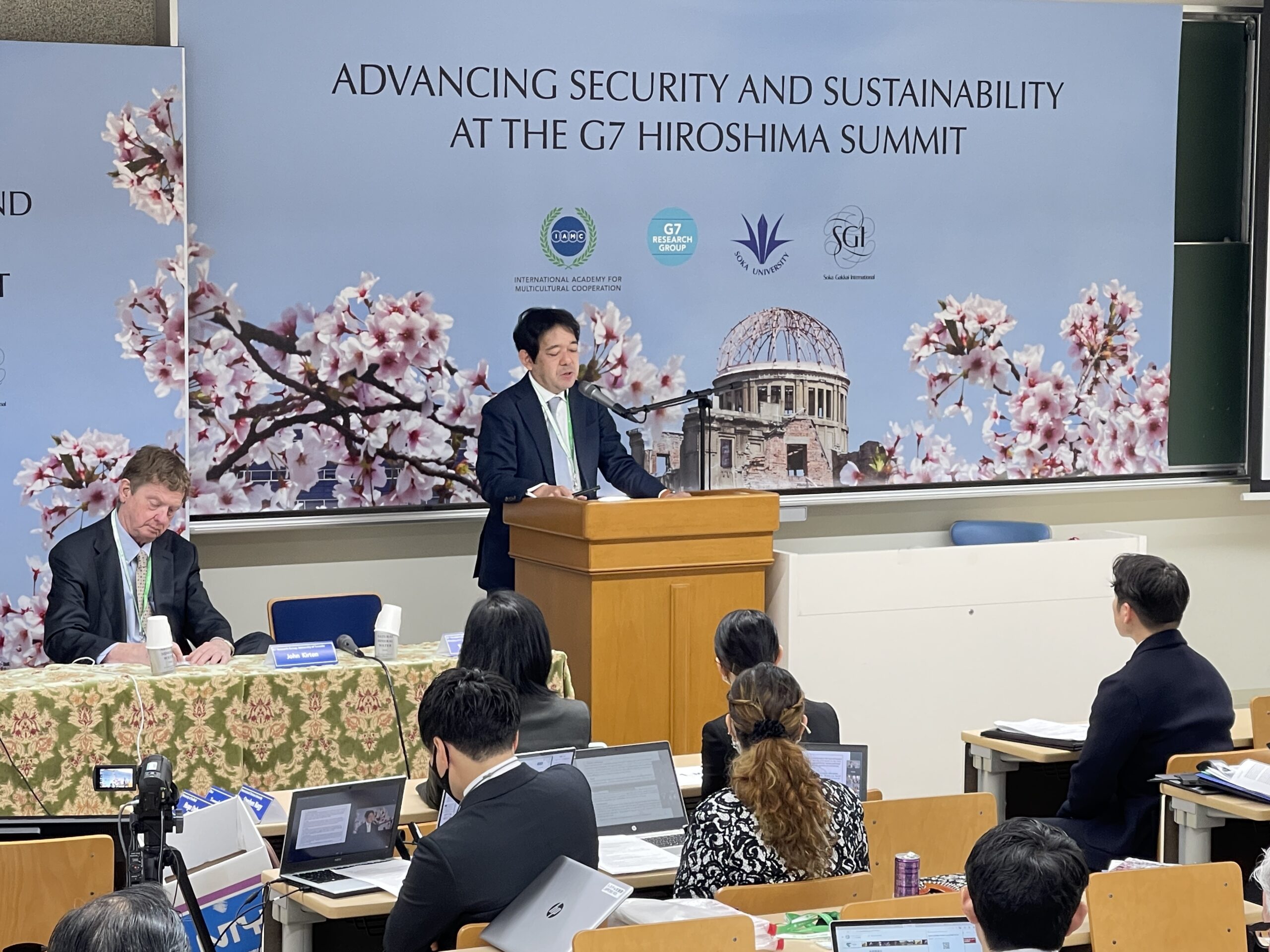  Takashi Ariyoshi, Deputy Secretary General, G7 Hiroshima Summit Secretariat; Director, Economic Policy Division, Ministry of Foreign Affairs, giving the keynote address. Credit: Katsuhiro Asagiri, Multimedia Director of IDN-INPS.